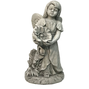 Standing Fairy with Poppy Statue, 19.5in