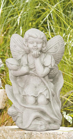 Kneeling Fairy with Tulip Statue, 15.5in