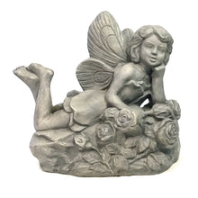 Load image into Gallery viewer, Lying Fairy with Rose Statue, 13.5in
