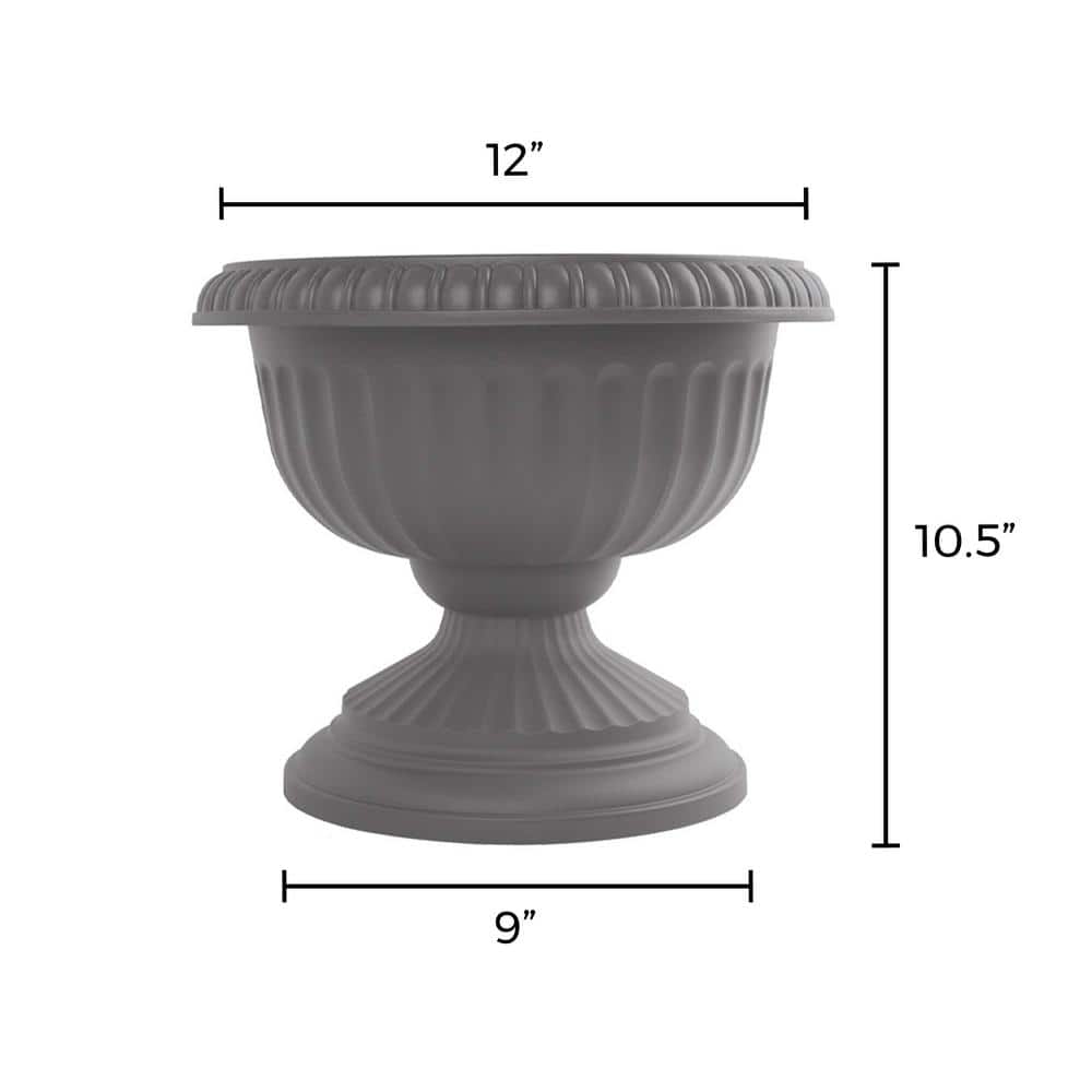 Planter, 12in, Grecian Urn, Charcoal