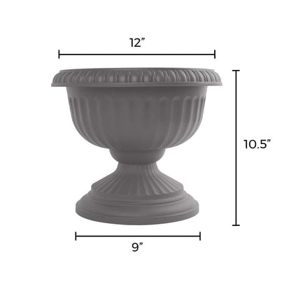 Planter, 12in, Grecian Urn, Charcoal