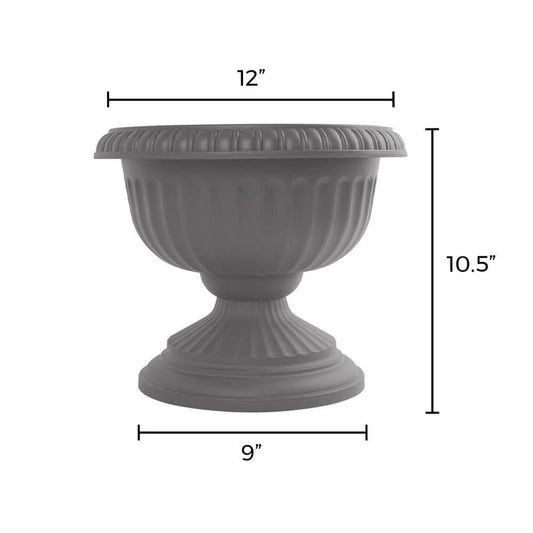 Planter, 12in, Grecian Urn, Charcoal
