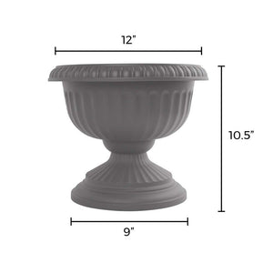 Planter, 12in, Grecian Urn, Charcoal
