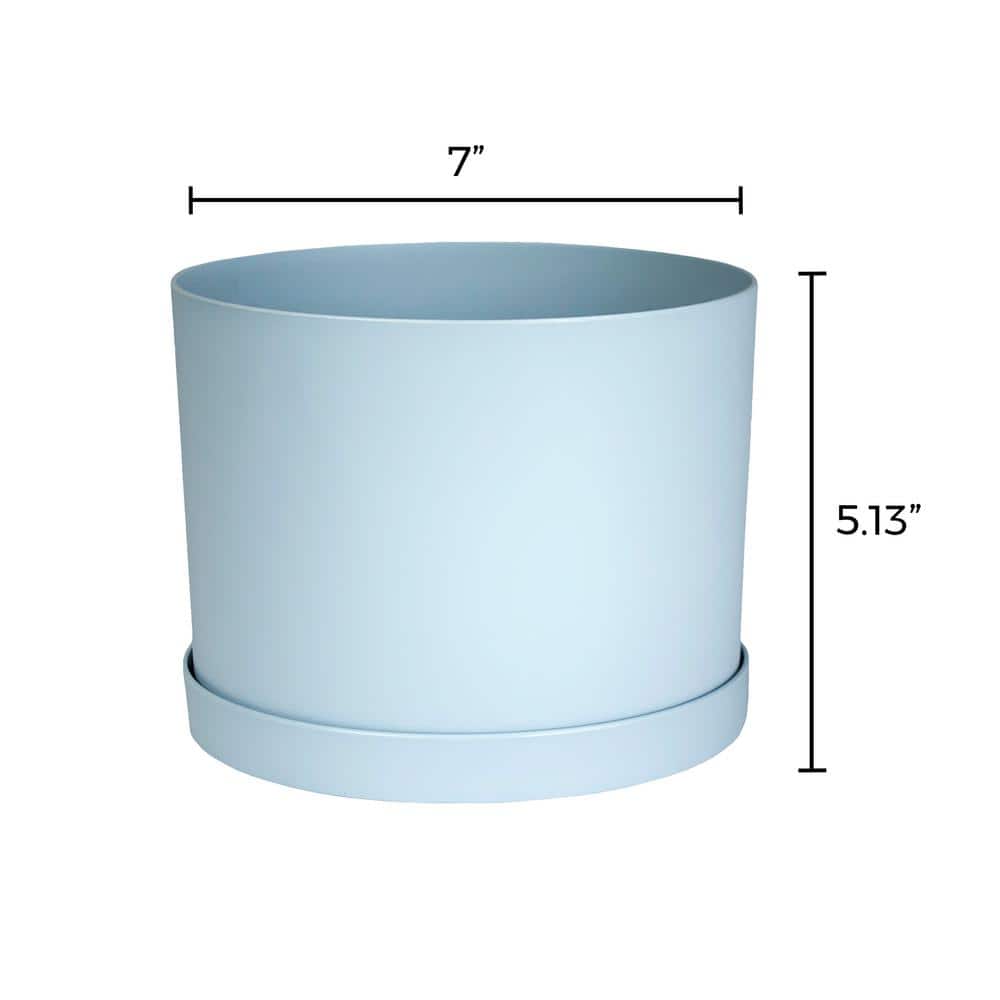 Planter, 6in, Mathers with Saucer, Misty Blue
