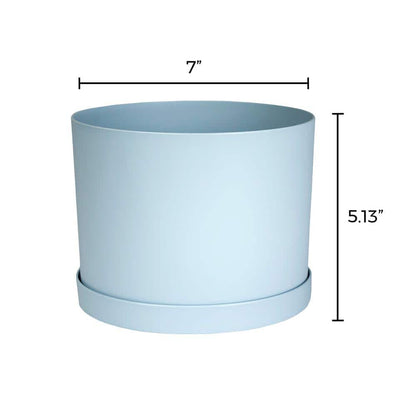Planter, 6in, Mathers with Saucer, Misty Blue
