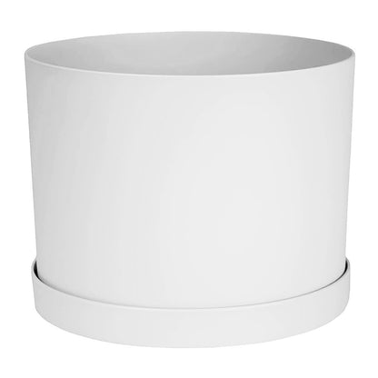 Planter, 8in, Mathers with Saucer, White
