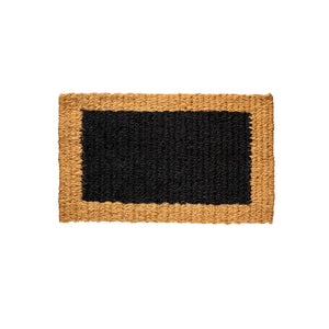 Natural Coir & Black Woven Door Mat