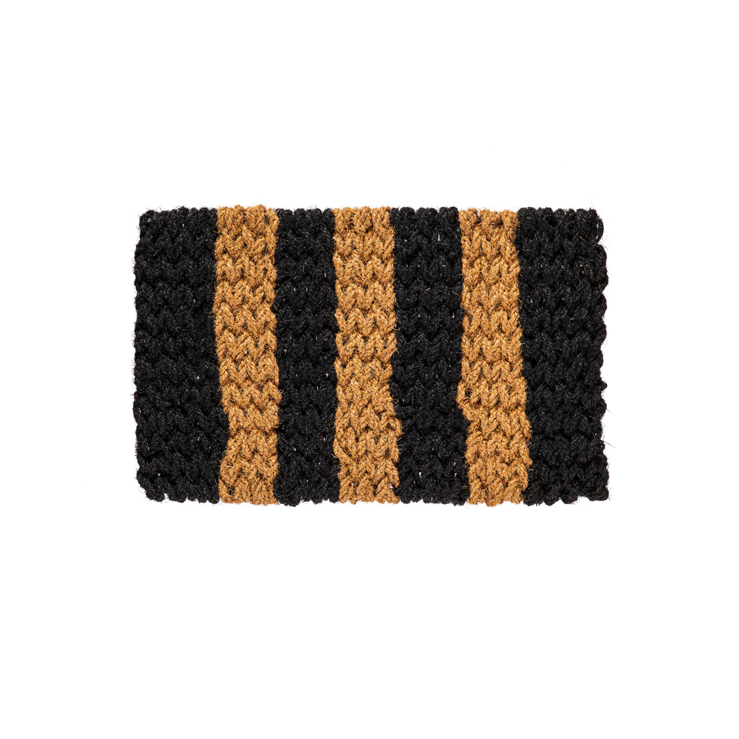 Natural Coir & Black Woven Door Mat