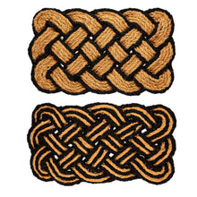 Load image into Gallery viewer, Natural Coir &amp; Black Braided Door Mat
