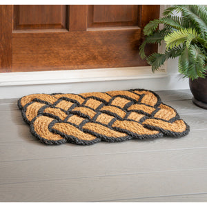 Natural Coir & Black Braided Door Mat