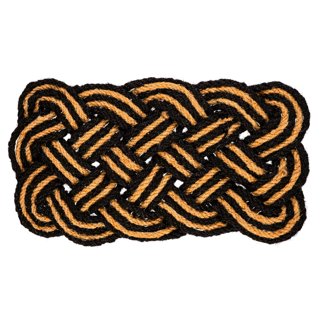 Natural Coir & Black Braided Door Mat