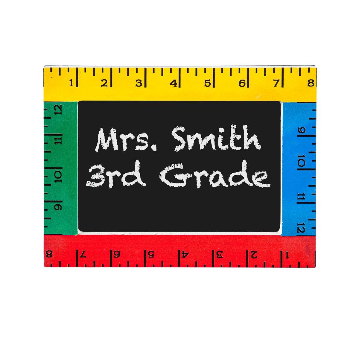 Wood Ruler Chalkboard Table Decor with Easel, 8in