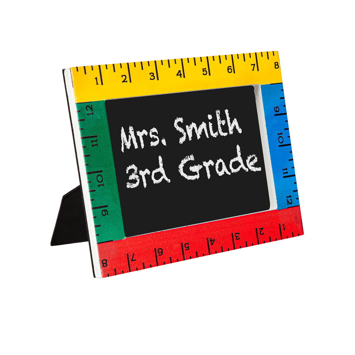 Wood Ruler Chalkboard Table Decor with Easel, 8in
