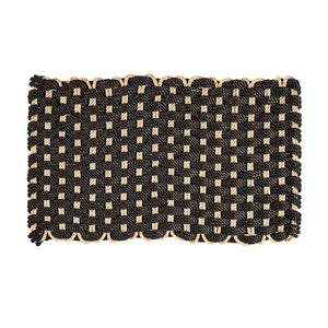 Cream & Black Woven Synthetic Door Mat