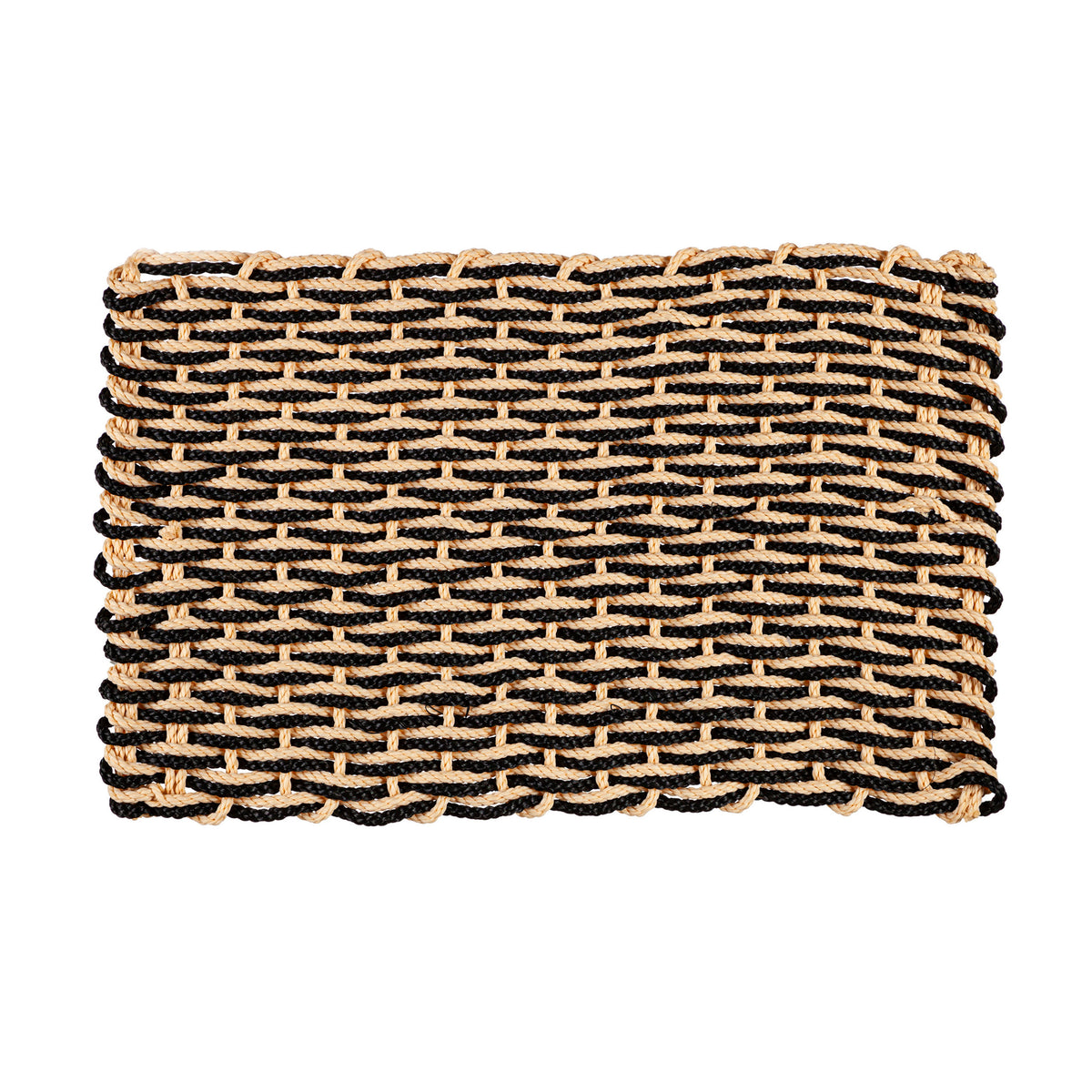 Cream & Black Woven Synthetic Door Mat