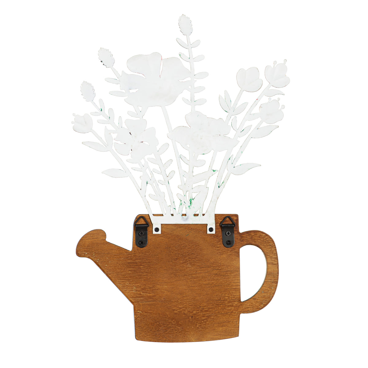 Wood Vase with Metal Flowers Wall Decor, 16.5in