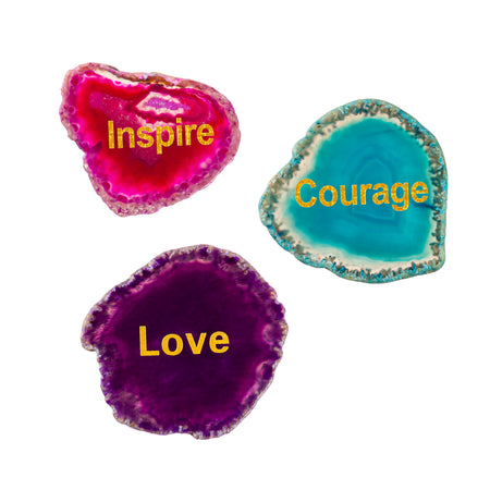 Agate Wishing Slice Token with Message, 3 Styles
