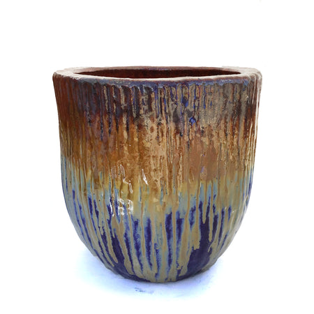 Planter, 13in, LC Keesey, Copper/Honey/Eggplant