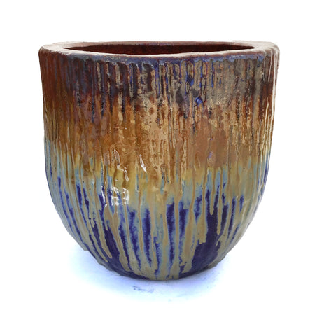 Planter, 16in, LC Keesey, Copper/Honey/Eggplant