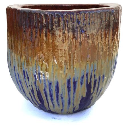 Planter, 21in, LC Keesey, Copper/Honey/Eggplant