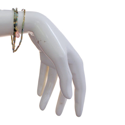 Teardrop Stone Wrap Bracelet, Afr. Trqs & Wtrmelon