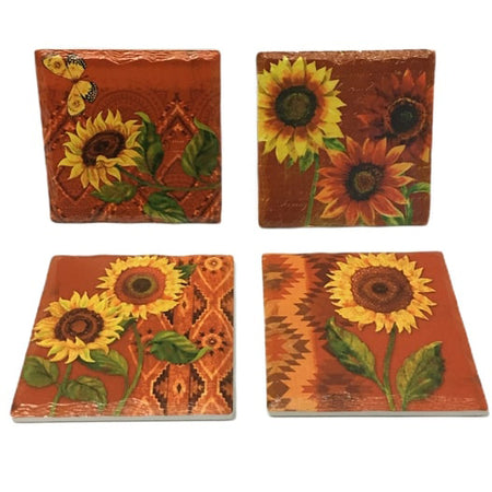 Ceramic Sunflower Coasters, Set of 4