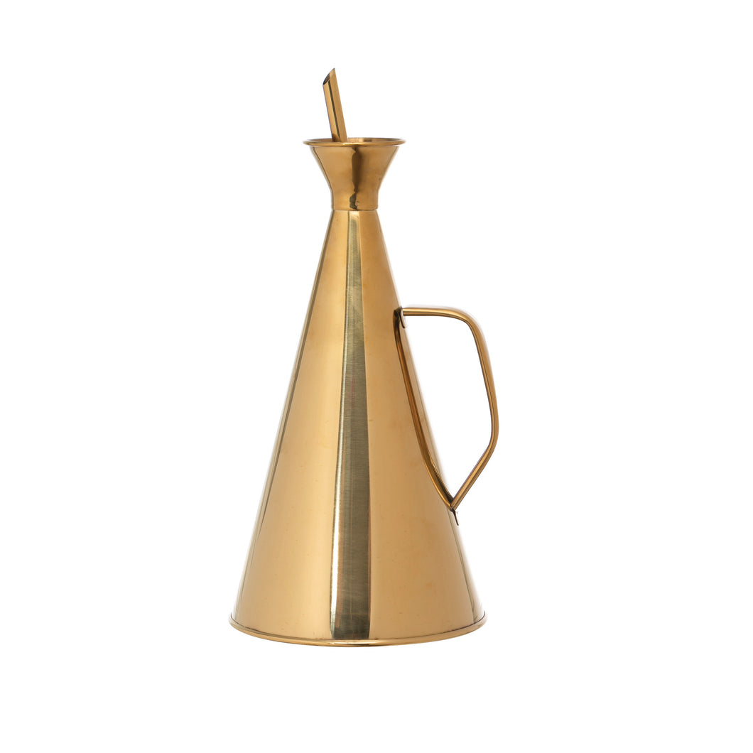 Stainless Steel Oil Cruet with Gold Finish, 32oz