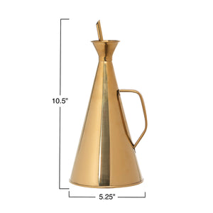 Stainless Steel Oil Cruet with Gold Finish, 32oz
