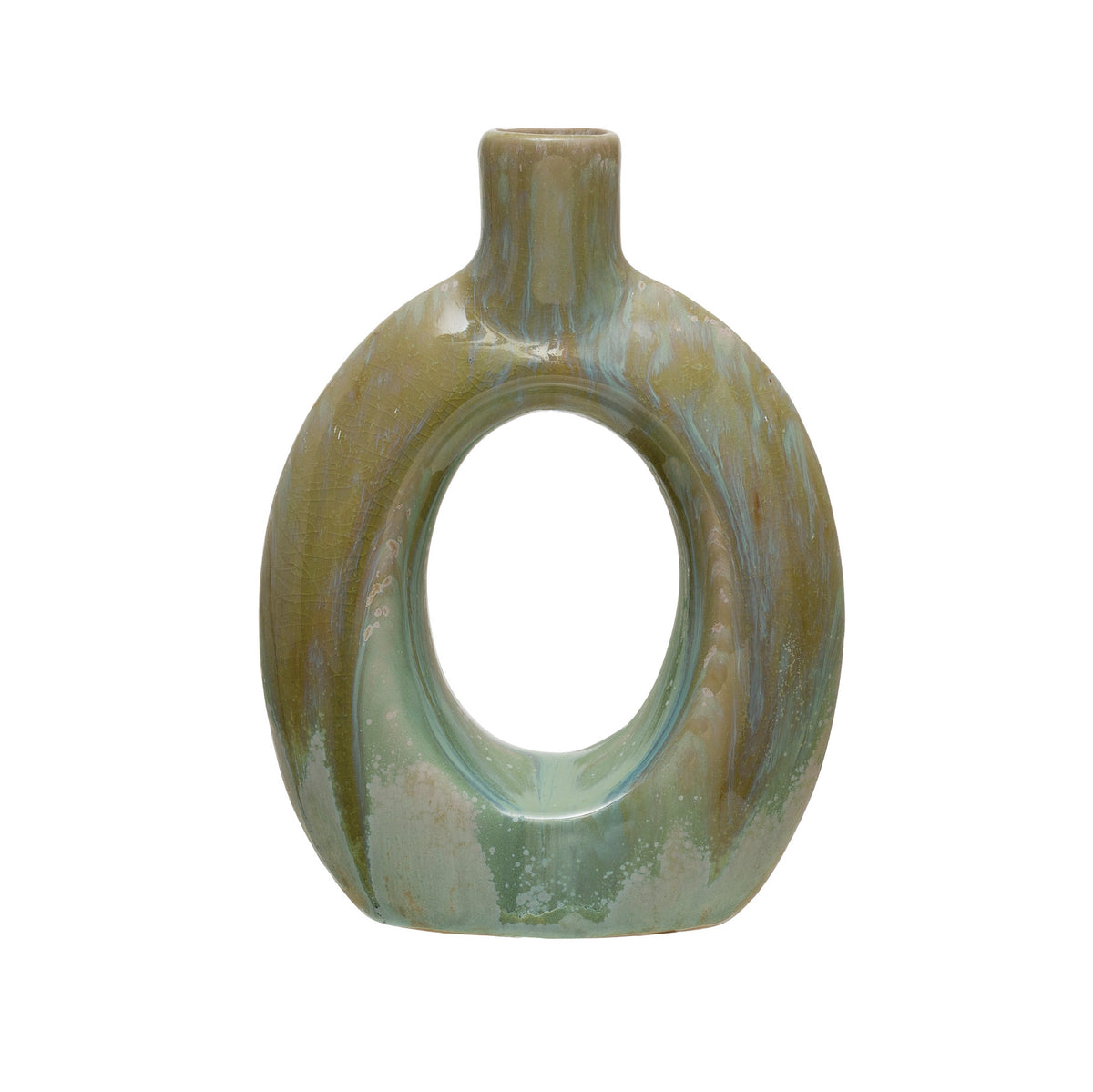 Vase, Stoneware, Cut-Out with Opal Reactive Glaze