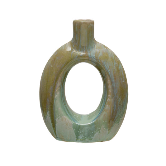 Vase, Stoneware, Cut-Out with Opal Reactive Glaze