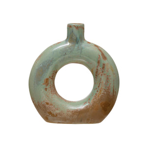 Vase, Stoneware, Cut-Out with Opal Reactive Glaze