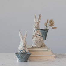 Load image into Gallery viewer, Resin Rabbit Statue with Basket, Antique White
