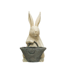 Load image into Gallery viewer, Resin Rabbit Statue with Basket, Antique White

