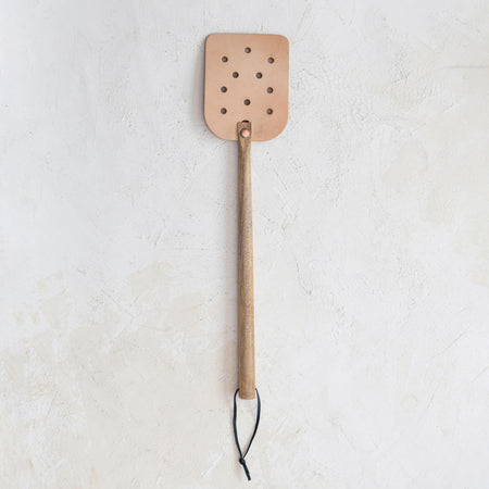 Leather Fly Swatter with Mango Wood Handle