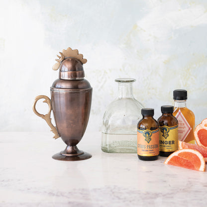 Vintage Style Rooster Cocktail Shaker, Copper