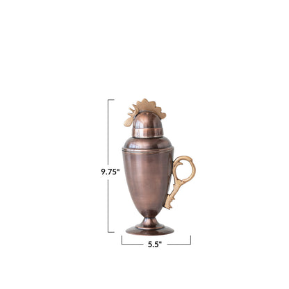 Vintage Style Rooster Cocktail Shaker, Copper