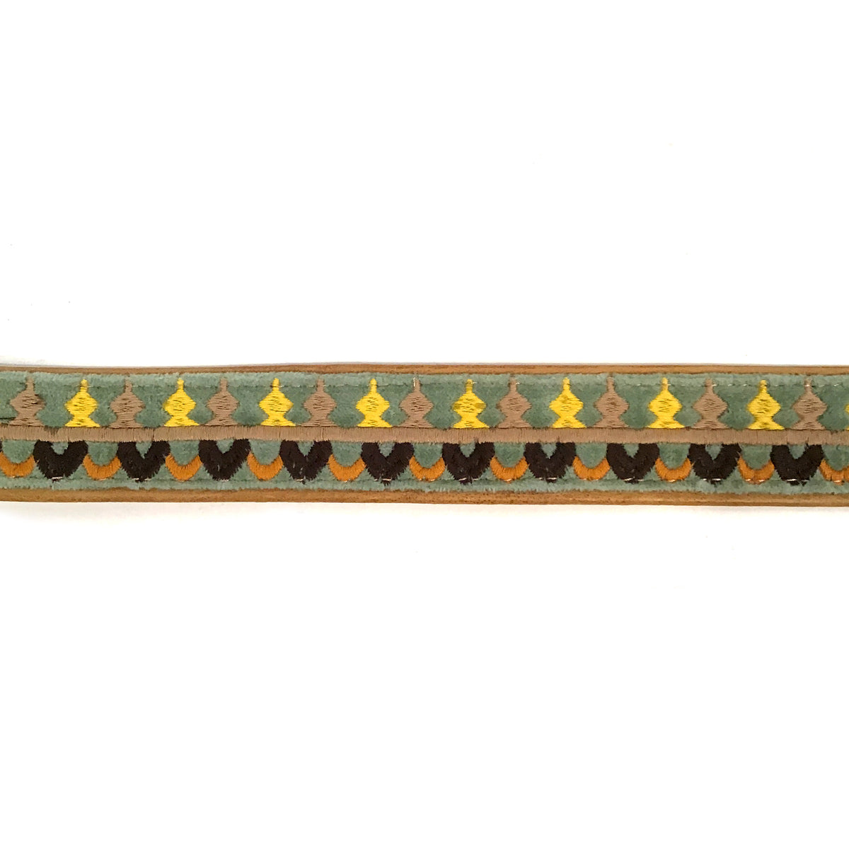Cotton & Leather Dog Collar with Embroidery, Large