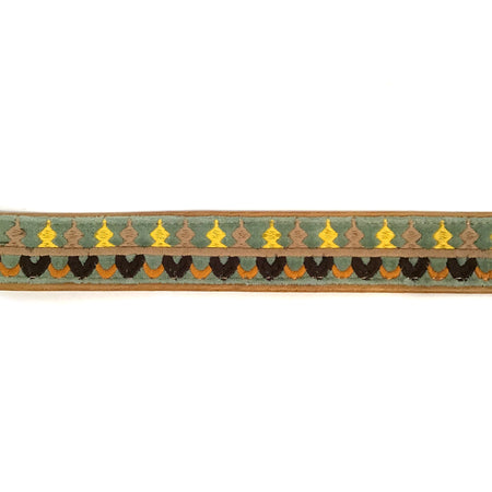 Cotton & Leather Dog Collar with Embroidery, Large