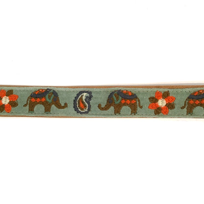 Cotton & Leather Embroidered Dog Collar, Medium