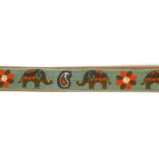 Cotton & Leather Embroidered Dog Collar, Medium