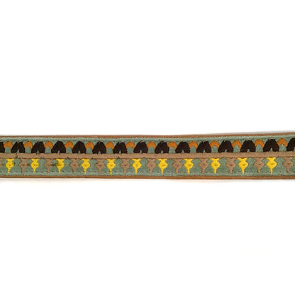 Cotton & Leather Embroidered Dog Collar, Medium