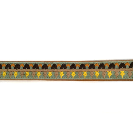 Cotton & Leather Embroidered Dog Collar, Medium