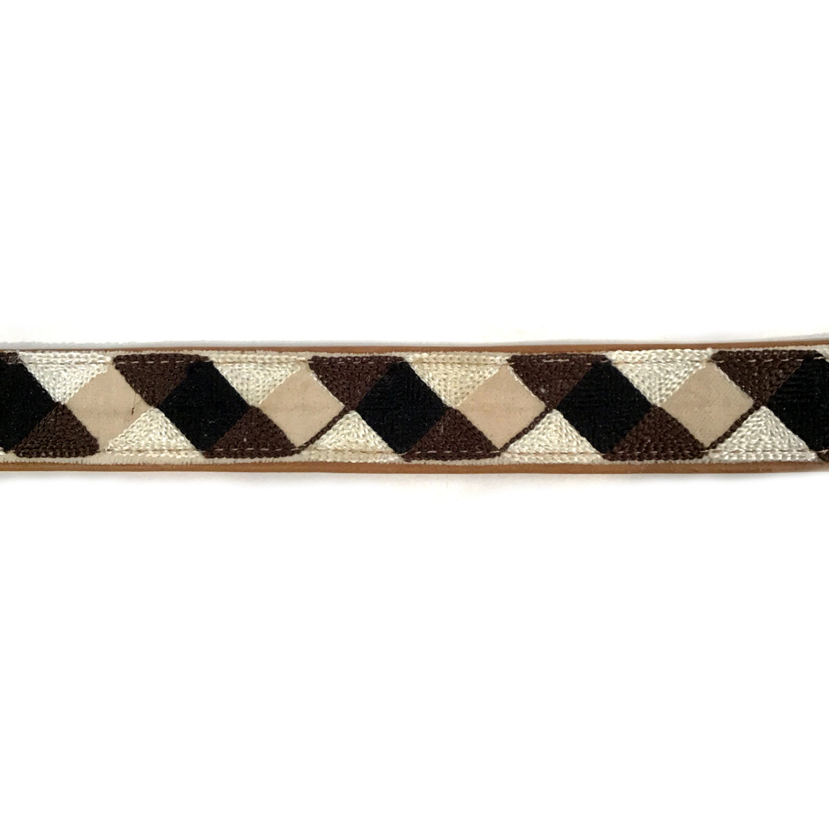 Cotton & Leather Embroidered Dog Collar, Medium