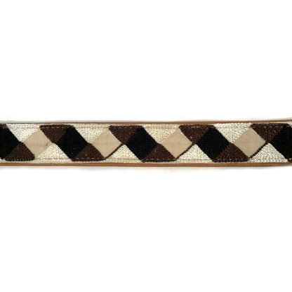 Cotton & Leather Embroidered Dog Collar, Medium
