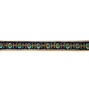 Cotton & Leather Embroidered Dog Collar, X-Small