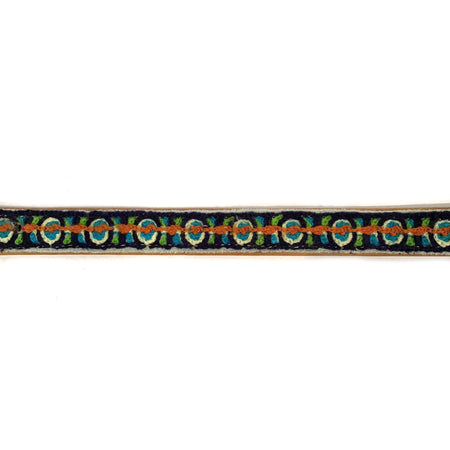 Cotton & Leather Embroidered Dog Collar, X-Small