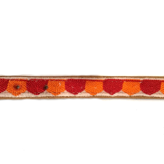 Cotton & Leather Embroidered Dog Collar, X-Small