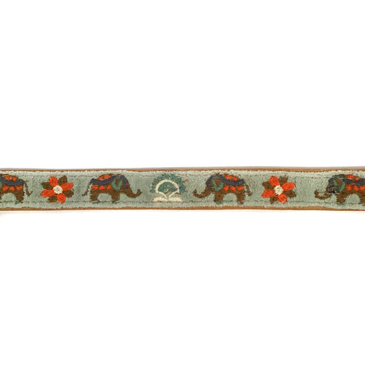 Cotton & Leather Embroidered Dog Collar, X-Small