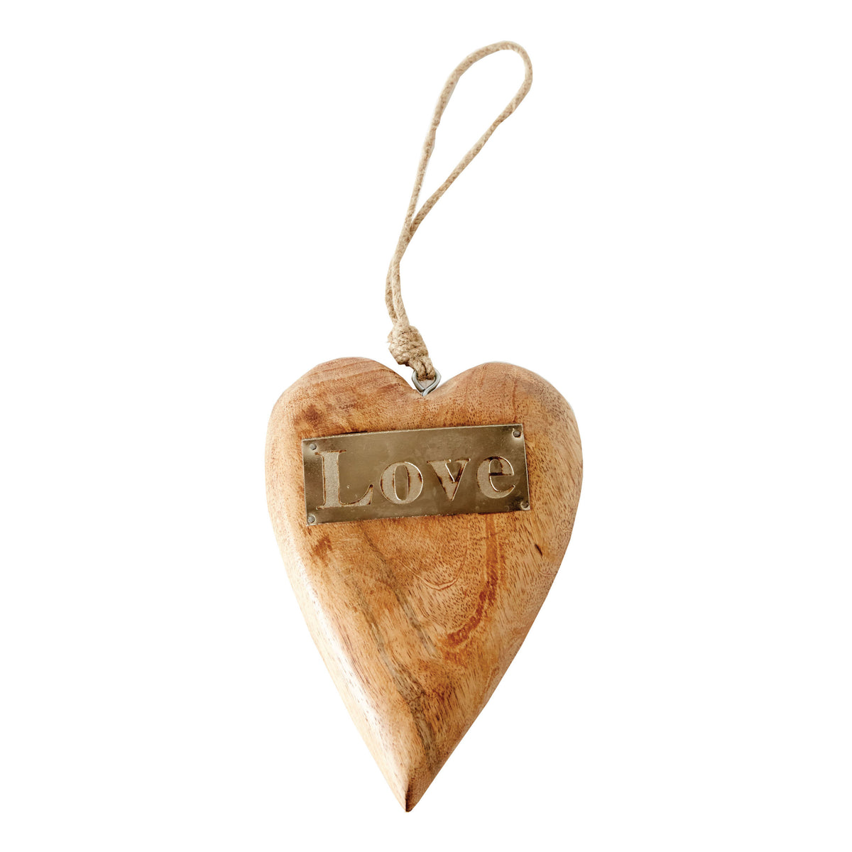 Wood Hanging Heart with Metal 'Love', 8in