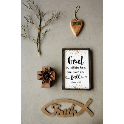 Wood Hanging Heart with Metal 'Love', 8in